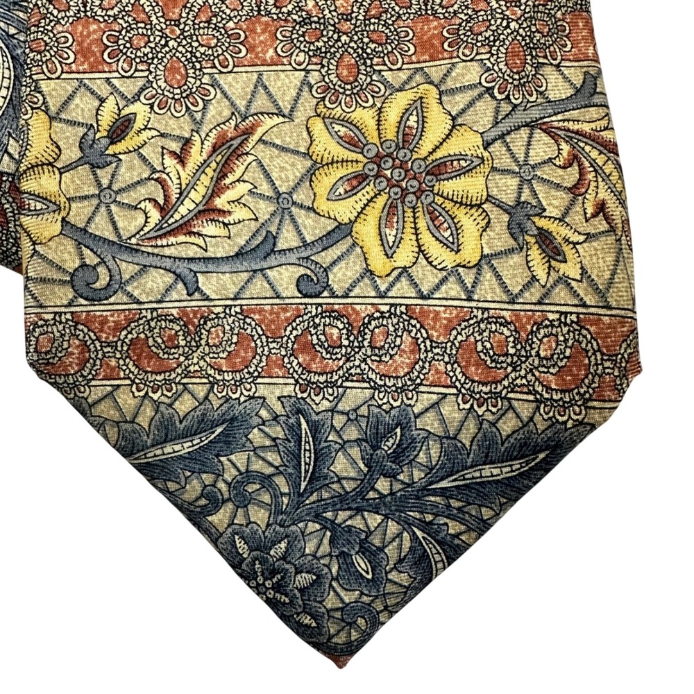 Bill Blass Silk Necktie Mens One Size Multicolor Floral Tapestry Classic
